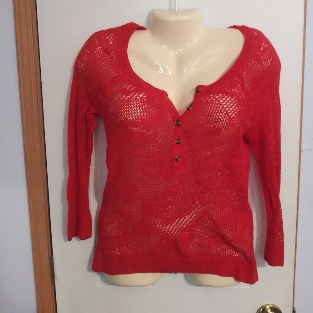 - American Eagle NWT red lace Sm long sleeve top